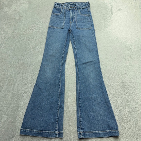 American Eagle Outfitters Denim - American Eagle Jeans Womens 00 Blue Super Hi-Rise Flare Stretch Denim